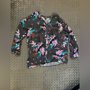 Torrid Navy Floral Top with Pink and Blue Accents